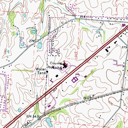 Topographic Map of Rural / Metro Ambulance Tipton County - Covington Station, TN