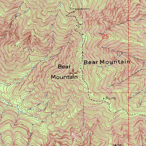 Topographic Map of Bear Mountain, CA