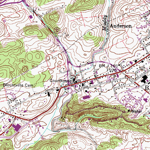 Topographic Map of Sullivan County EMS, TN