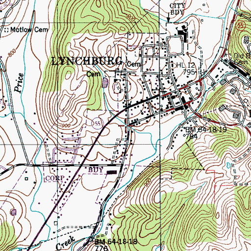 Topographic Map of Metro Moore County Ambulance Service, TN