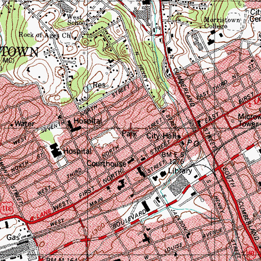 Topographic Map of Morristown - Hamblen EMS, TN
