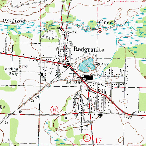 Topographic Map of Redgranite Area Fire District, WI