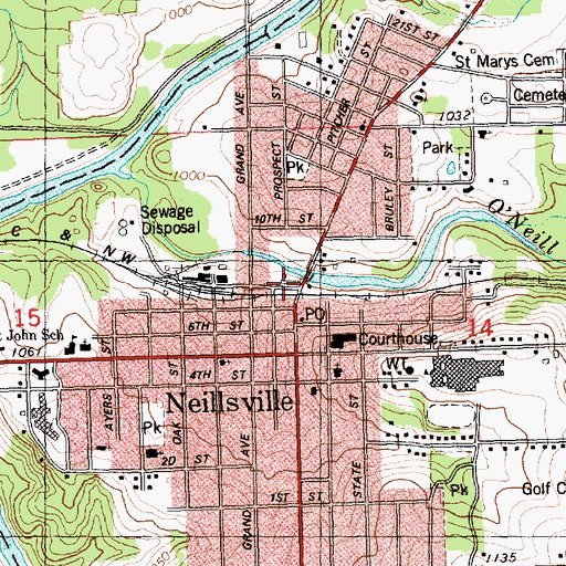 Topographic Map of Neillsville Area Fire Department, WI