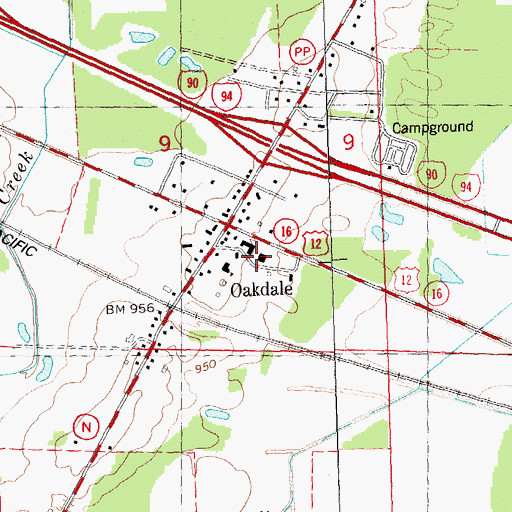 Topographic Map of Oakdale Area Fire Association Oakdale Station, WI