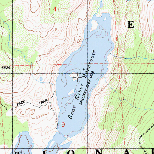 Topographic Map of Bear River Reservoir, CA