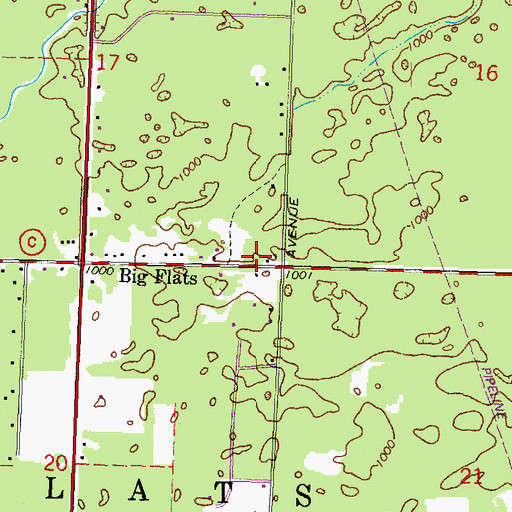 Topographic Map of Big Flats Volunteer Fire Department, WI