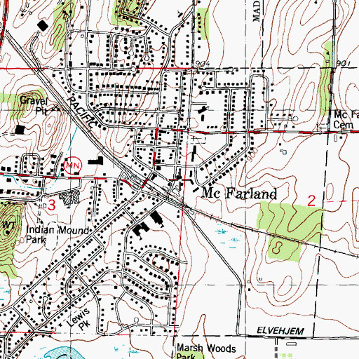 Topographic Map of McFarland Fire and Rescue, WI