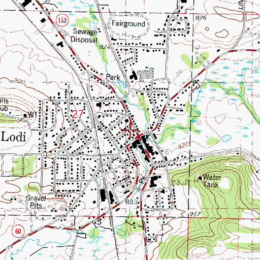 Topographic Map of Lodi Area Fire Department, WI
