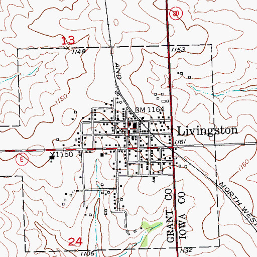 Topographic Map of Livingston - Clifton Volunteer Fire Department, WI