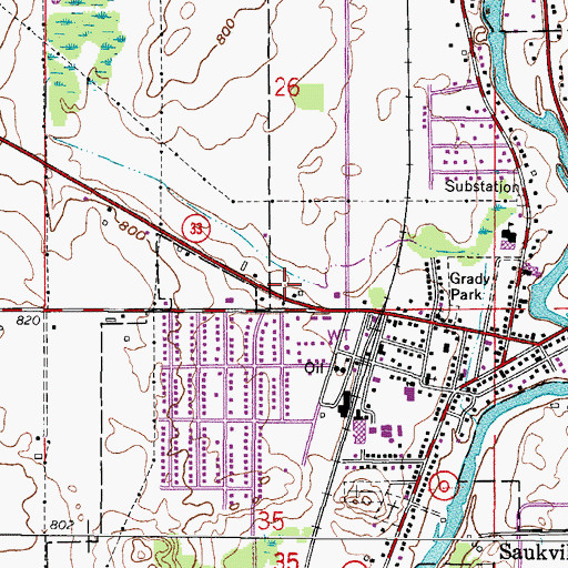 Topographic Map of Saukville Fire Department and Rescue Squad, WI
