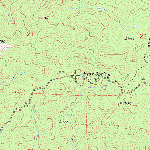 Topographic Map of Bear Spring, CA