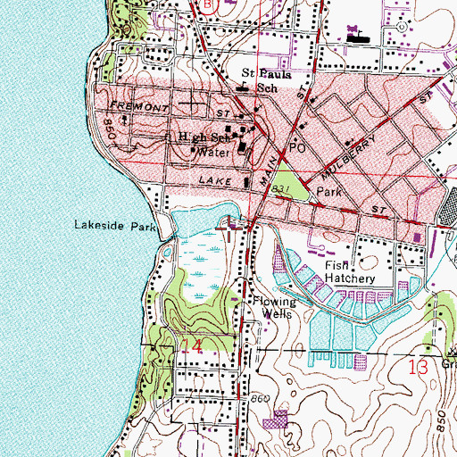 Topographic Map of Lake Mills Fire Department, WI