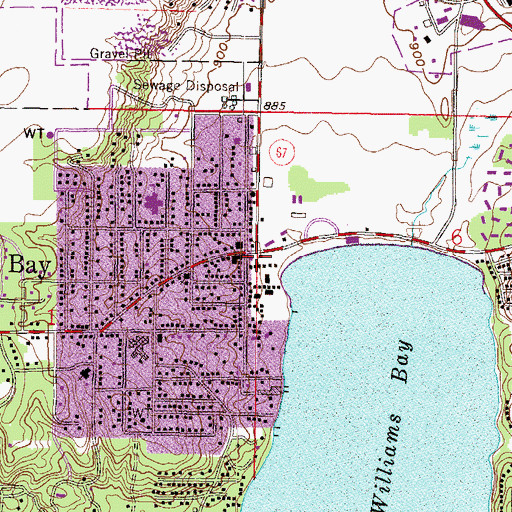 Topographic Map of Williams Bay Fire Department, WI