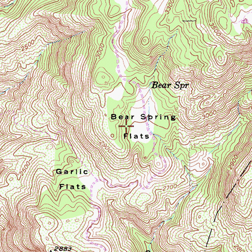 Topographic Map of Bear Spring Flats, CA