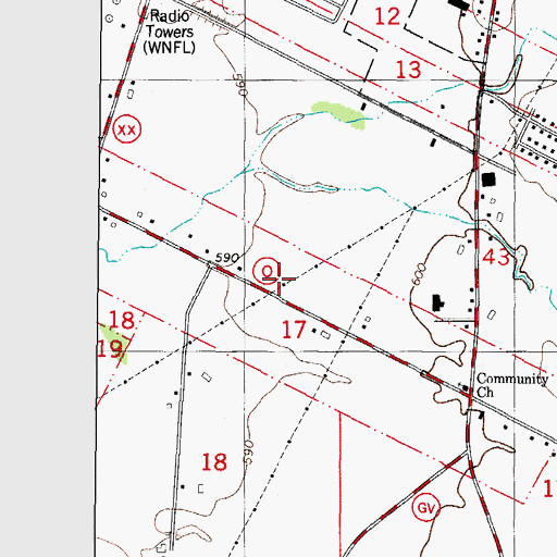 Topographic Map of Bellevue Fire Department Station 2, WI