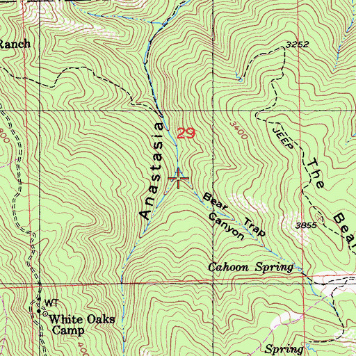 Topographic Map of Bear Trap Canyon, CA