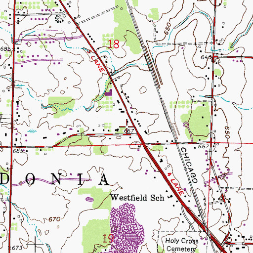 Topographic Map of Caledonia Fire Department Station 12, WI