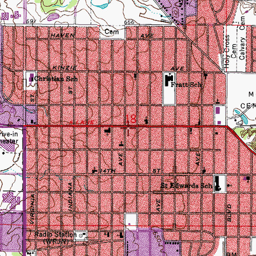 Topographic Map of Racine Fire Department Station 4, WI