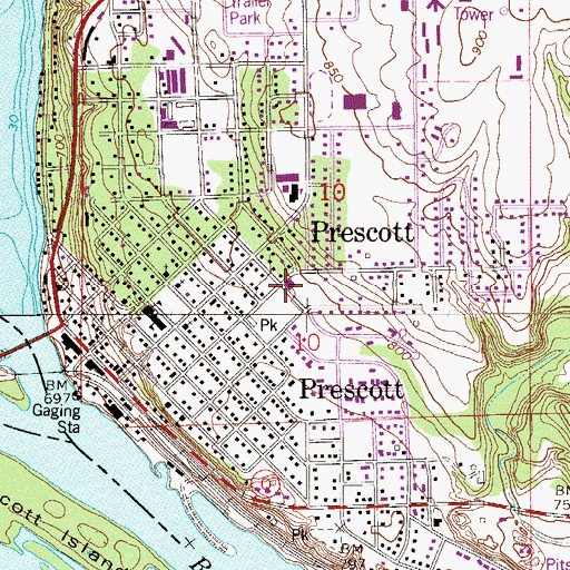 Topographic Map of Prescott Area Fire and Rescue Department, WI