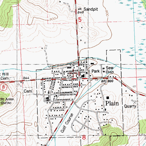 Topographic Map of Plain Fire Department and Emergency Medical Services, WI