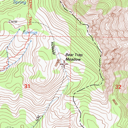 Topographic Map of Bear Trap Meadow, CA