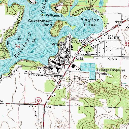 Topographic Map of Wisconsin Veterans Home - King Fire Department, WI