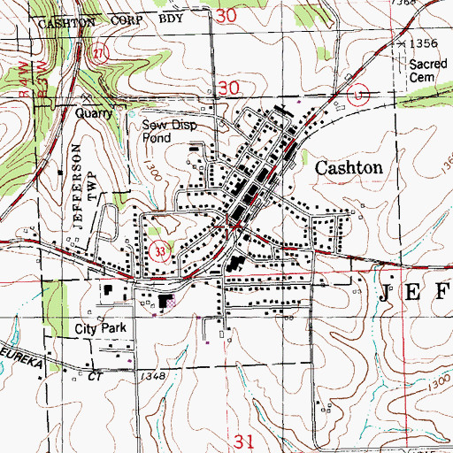 Topographic Map of Cashton Fire and Rescue, WI