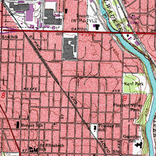 Topographic Map of Milwaukee Fire Department Engine 18, WI