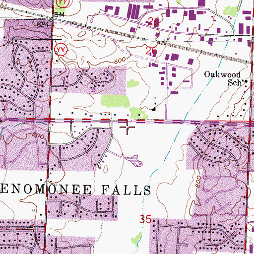 Topographic Map of Menomonee Falls Fire Department Station 2, WI
