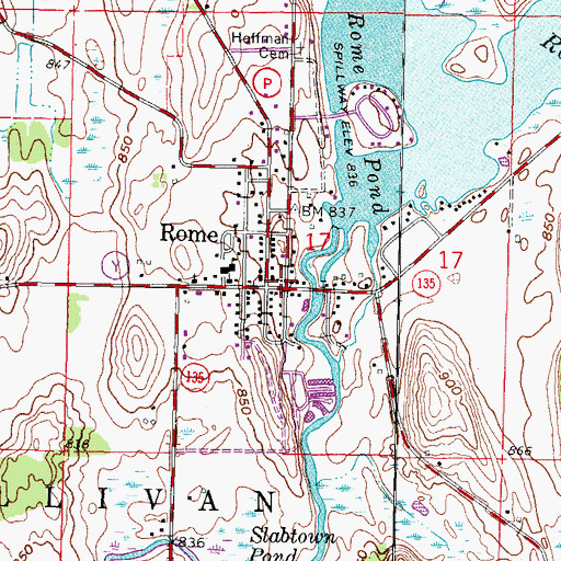 Topographic Map of Rome Fire Department, WI