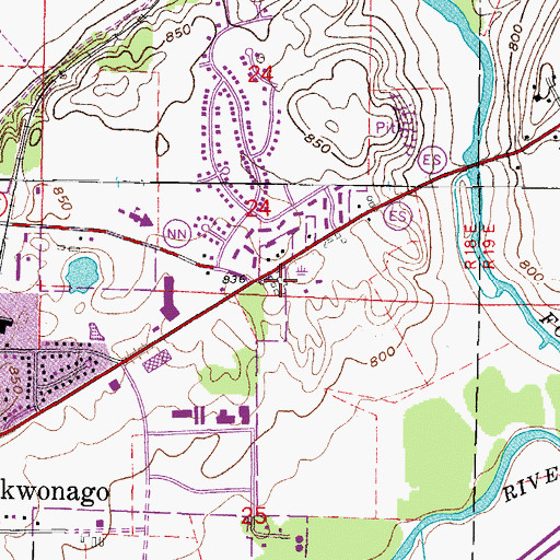 Topographic Map of Mukwonago Fire Department Station 1, WI