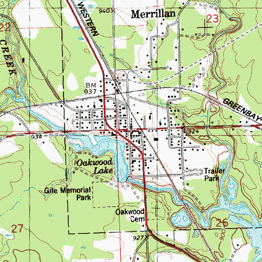 Topographic Map of Merrillan Fire and EMS Department, WI