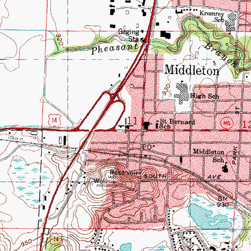 Topographic Map of Middleton Fire District Station 1, WI