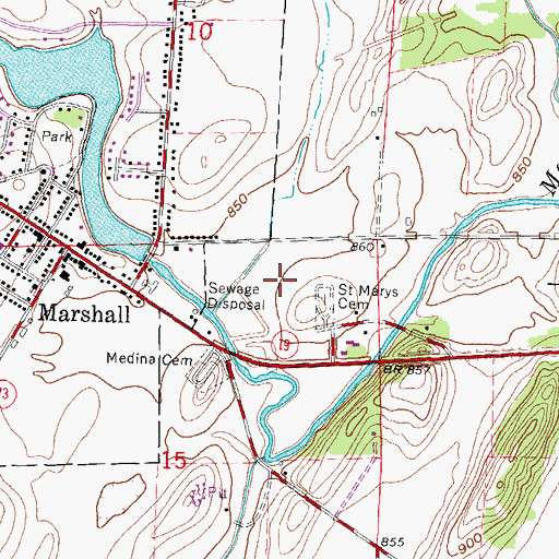 Topographic Map of Marshall Fire Department, WI