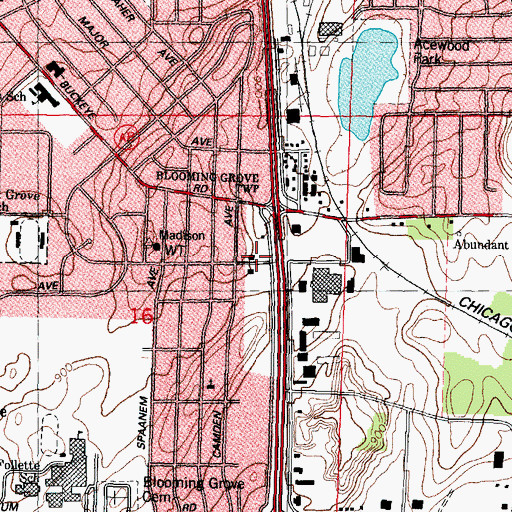 Topographic Map of Blooming Grove Fire Department, WI