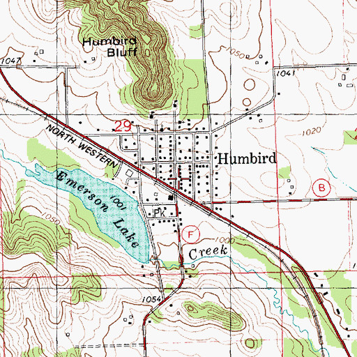 Topographic Map of Humbird Volunteer Fire Department, WI