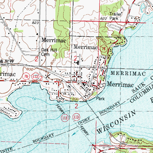 Topographic Map of Merrimac Fire and Rescue, WI