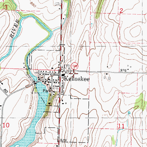 Topographic Map of Kekoskee Volunteer Fire Department, WI