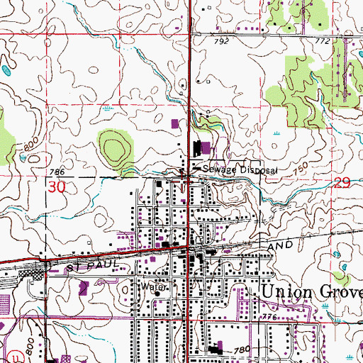 Topographic Map of Union Grove - Yorkville Fire Department, WI