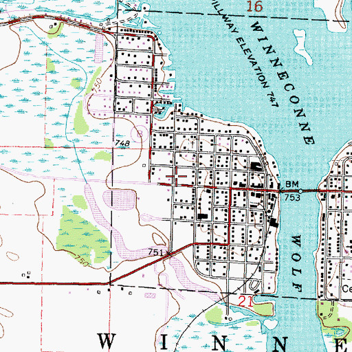 Topographic Map of Winneconne - Poygan Fire District, WI