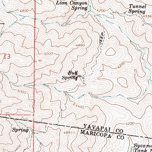 Topographic Map of Bull Spring, AZ