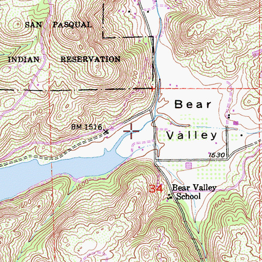 Topographic Map of Bear Valley, CA