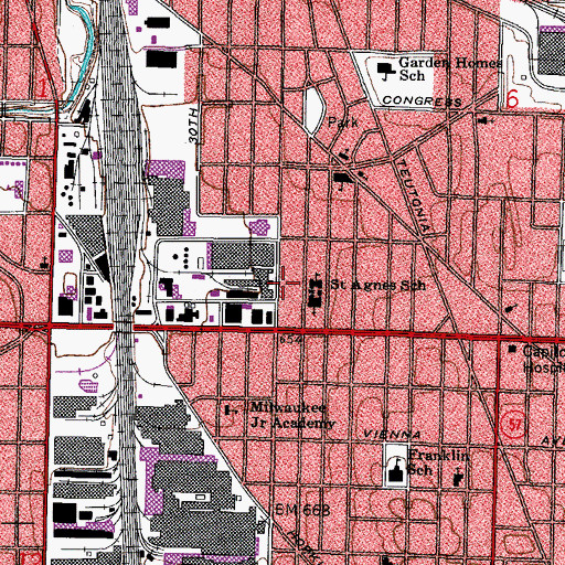 Topographic Map of Milwaukee Fire Department Engine 36, WI