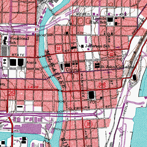 Topographic Map of Milwaukee Fire Department Engine 1, WI