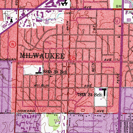 Topographic Map of Milwaukee Fire Department Engine 29, WI