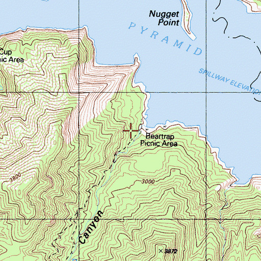 Topographic Map of Beartrap Canyon, CA