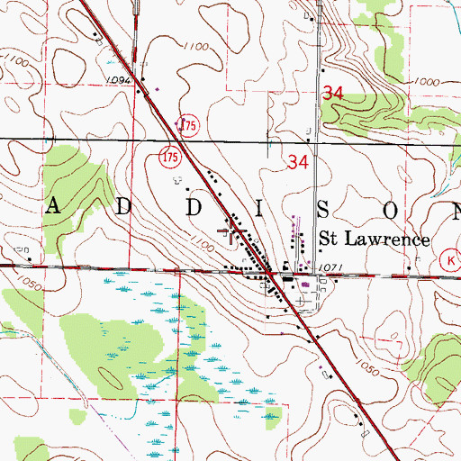 Topographic Map of Saint Lawrence Volunteer Fire Department, WI
