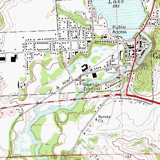 Topographic Map of Galesville Fire Department, WI