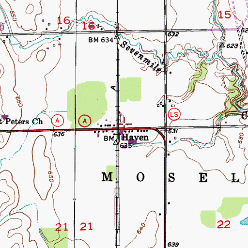 Topographic Map of Haven Volunteer Fire Department, WI