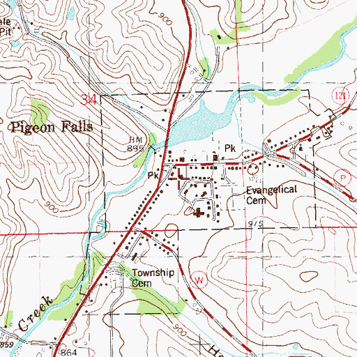 Topographic Map of Pigeon Falls Volunteer Fire Department, WI